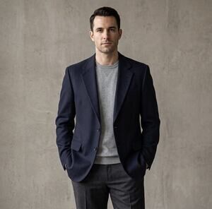 Coppley Midnight Blue Blazer Jacket 100% Cashmere Made Canada Two Button 40S